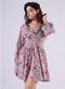 Front Tie Satin Printed Dress